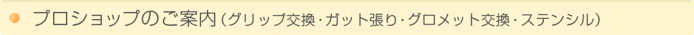 プロショップのご案内(グリップ交換・グロメット交換・ステンシル)